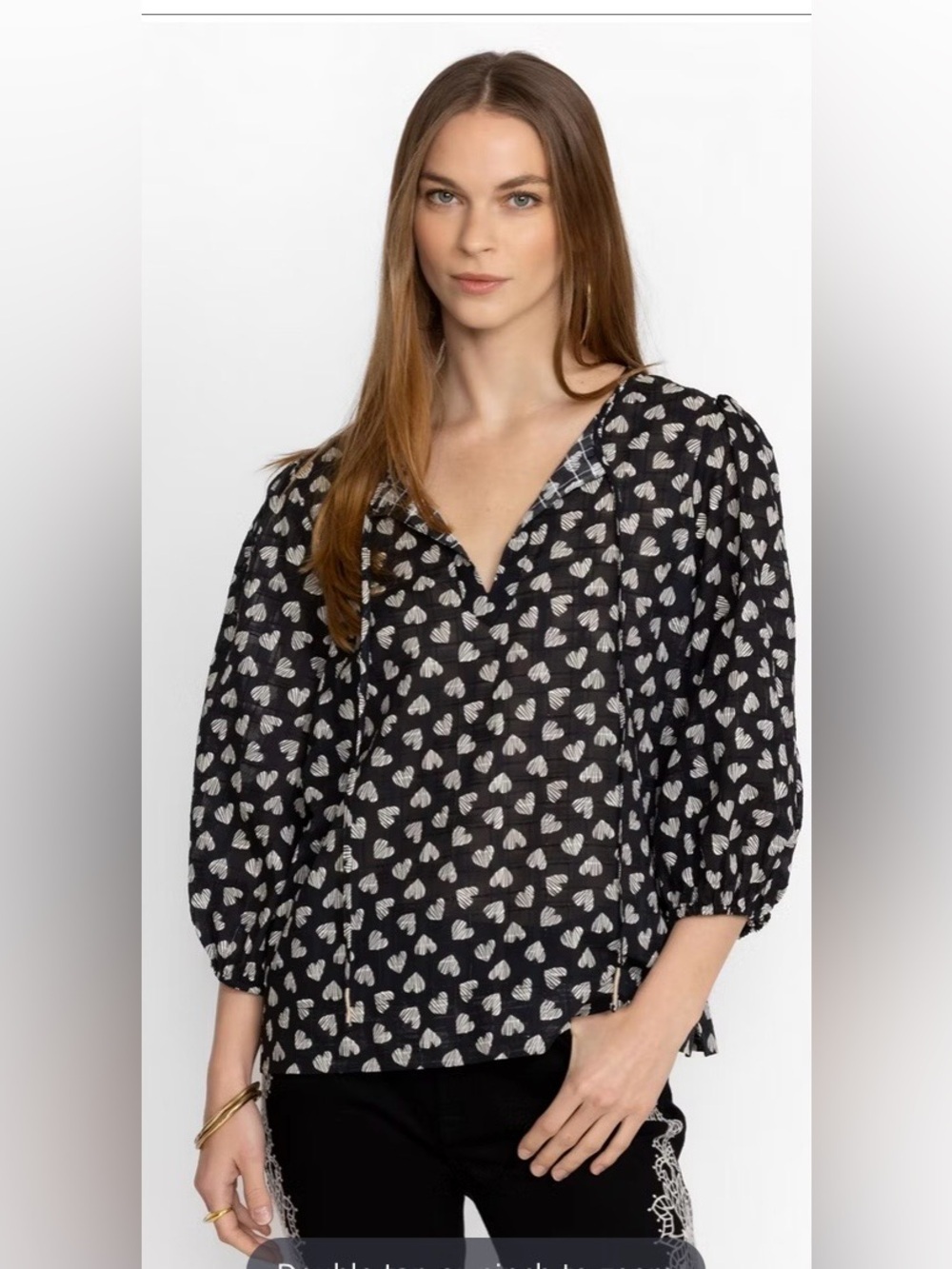 JOHNNY WAS COUPLE OF HEARTS COTTON BLOUSE
